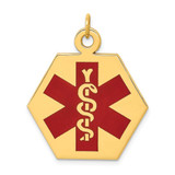 Image of 14K Yellow Gold Red Enamel Medical Jewelry Pendant XM31