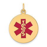 Image of 14K Yellow Gold Red Enamel Medical Jewelry Pendant XM408