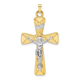 Image of 14k Two-tone Gold Polished Solid INRI Crucifix Cross Pendant XR2061