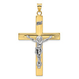 Image of 14k Two-tone Gold Polished Solid INRI Crucifix Cross Pendant XR2076