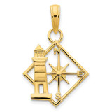 Image of 14K Yellow Gold Lighthouse Compass Pendant