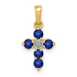 Image of 10k Yellow Gold Sapphire and Diamond Cross Pendant