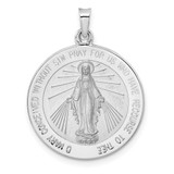 Image of 14k White Gold Polished Miraculous Solid Medal Pendant