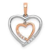 Image of 10K White w/ Rose Gold Heart Charm Diamond Heart Pendant