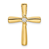 Image of 14K Yellow Gold Polished Diamond Cross Chain Slide Pendant
