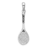 Image of Sterling Silver Polished 3D Enameled Tennis Racquet Pendant