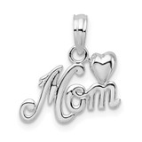 Image of Sterling Silver Rhodium-plated Polished Mom w/Heart Pendant