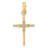 Image of 14K Yellow Gold .01ctw Diamond Polished Budded Cross Pendant