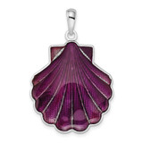 Image of Sterling Silver Polished Enameled Large Purple Shell Pendant