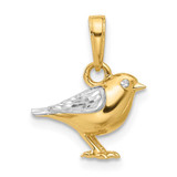 Image of 14K Yellow Gold and White Rhodium Diamond-cut 3D Bird Pendant