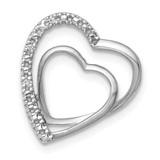 Image of 14k White Gold .01ctw Diamond Double Heart Chain Slide Pendant