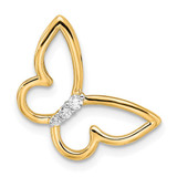 Image of 14K Yellow Gold Polished Butterfly Diamond Chain Slide Pendant