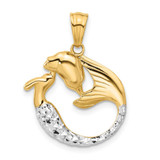 Image of 14K Yellow Gold with White Rhodium Diamond-cut Mermaid Pendant