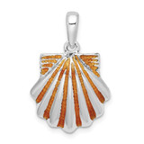 Image of Sterling Silver Polished Enameled Yellow Scallop Shell Pendant