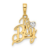 Image of 14K Yellow Gold and White Rhodium Diamond-cut Heart Its A Boy Pendant