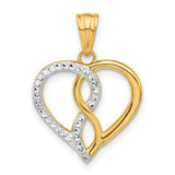 Image of 14K Yellow Gold with White Rhodium Diamond-cut Infinity Heart Pendant