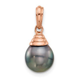Image of 14K Rose Gold 9-10mm Teardrop Black Saltwater Cultured Tahitian Pearl Pendant