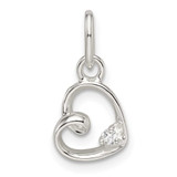 Image of Sterling Silver CZ Heart Pendant QP5496