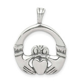 Image of Sterling Silver Antiqued Claddagh Pendant QC7005