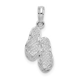 Image of Sterling Silver Polished 3D Flip-flops Pendant QC9945