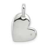 Image of Sterling Silver Polished Diamond Heart Pendant QC8479