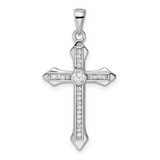 Image of Sterling Silver Rhodium-plated CZ Cross Pendant QC11159