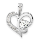 Image of Sterling Silver Rhodium-plated CZ Heart Pendant QC11269