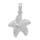 Image of Sterling Silver Polished Beaded Starfish Pendant QC9838
