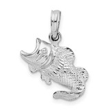 Image of Sterling Silver Polished Jumping Bass Fish Pendant QC10118