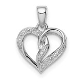 Image of Sterling Silver Rhodium-Plated Diamond Heart Pendant QP3237