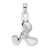 Image of Sterling Silver Polished Moveable 3D Propeller Pendant QC10256