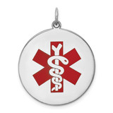 Image of Sterling Silver Rhodium-plated Medical Jewelry Pendant XSM80