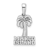 Image of Sterling Silver Polished Marco Island Palm Tree Pendant QC10051