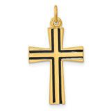 Image of Sterling Silver Gold-plated Polished Enameled Cross Pendant QC11118