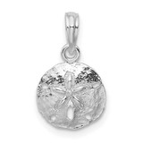 Image of Sterling Silver Polished/Textured Small Sand Dollar Pendant QC10127