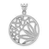 Image of Sterling Silver Rhodium-plated Textured CZ Floral Circle Pendant QP4347