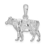 Image of Sterling Silver Polished 3D Cow Pendant