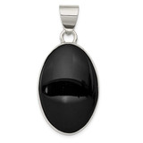 Image of Sterling Silver Onyx Polished Oval Pendant