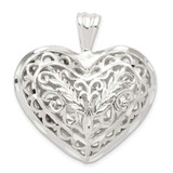Image of Sterling Silver Filigree Puffed Heart Pendant