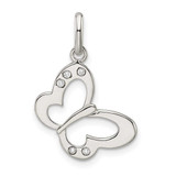 Image of Sterling Silver Polished CZ Butterfly Pendant