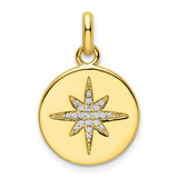 Image of Sterling Silver Gold-tone CZ Star Disc Pendant