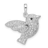 Image of Sterling Silver Rhodium-plated CZ Bird Pendant