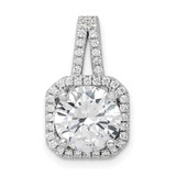 Image of Sterling Silver Rhodium-plated CZ Halo Pendant