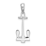 Image of Sterling Silver Polished 3D Navy Anchor Pendant