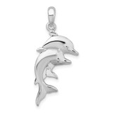 Image of Sterling Silver Polished Double Dolphins Pendant