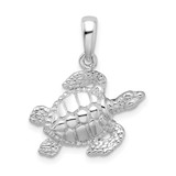 Image of Sterling Silver Polished Large Sea Turtle Pendant