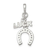 Image of Sterling Silver Polished Luck & Horseshoe Pendant