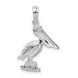 Image of Sterling Silver Polished Standing Pelican Pendant