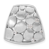 Image of Sterling Silver Satin & Polished CZ Slide Pendant
