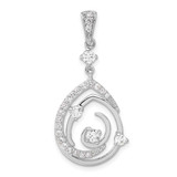Image of Sterling Silver Fancy Swirl w/ CZ Teardrop Pendant